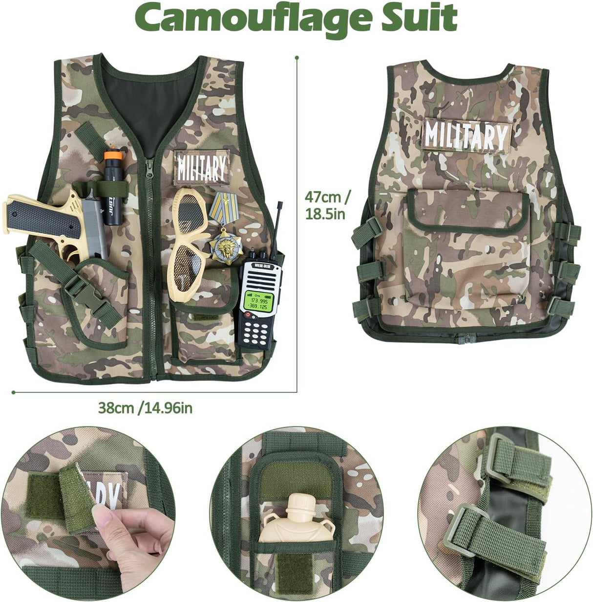 Disfraz Militar para Niños RedCrab, 12 Pzs, Juego de Rol