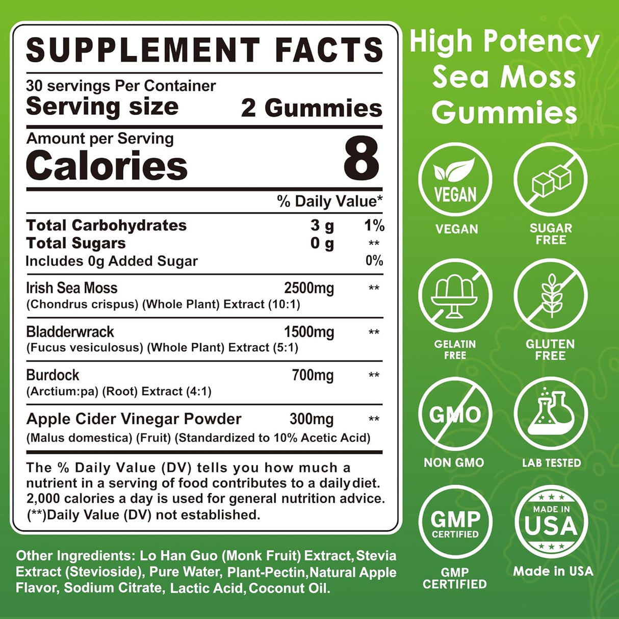 Gomitas de Sea Moss Irish para adultos y niños, 2 pack