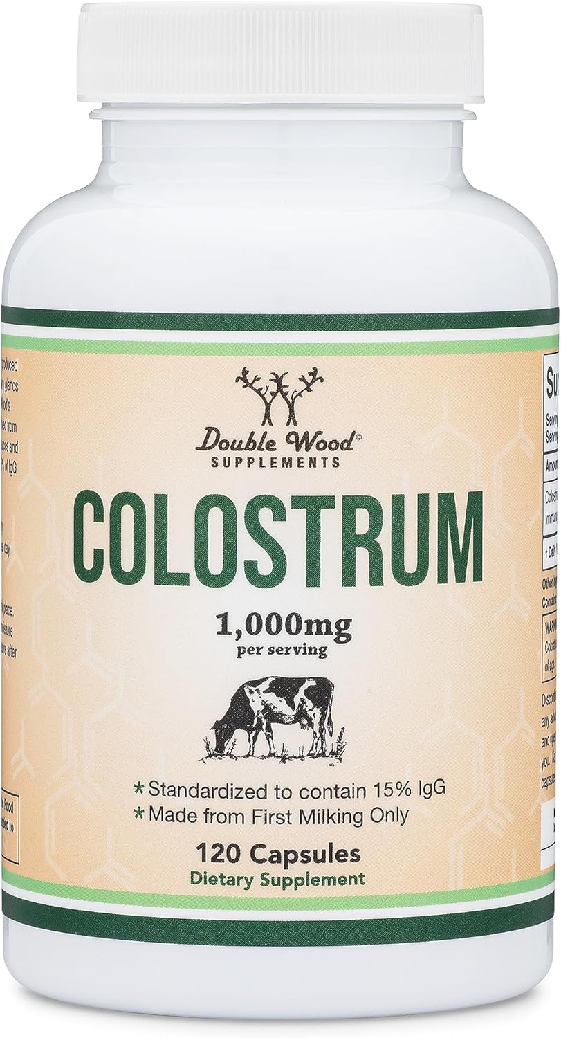Suplemento de Calostro 120 Cápsulas Double Wood 1000mg IgG 15%