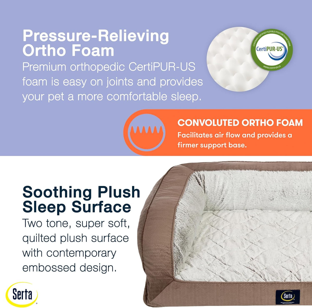 Cama para Perros Serta Orthopedic, Confortable y Reforzada, Grande