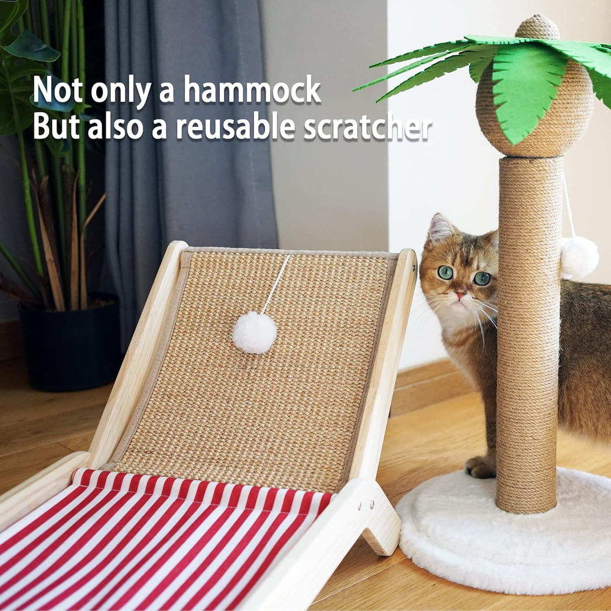 Hamaca para gatos con rascador de sisal duradero