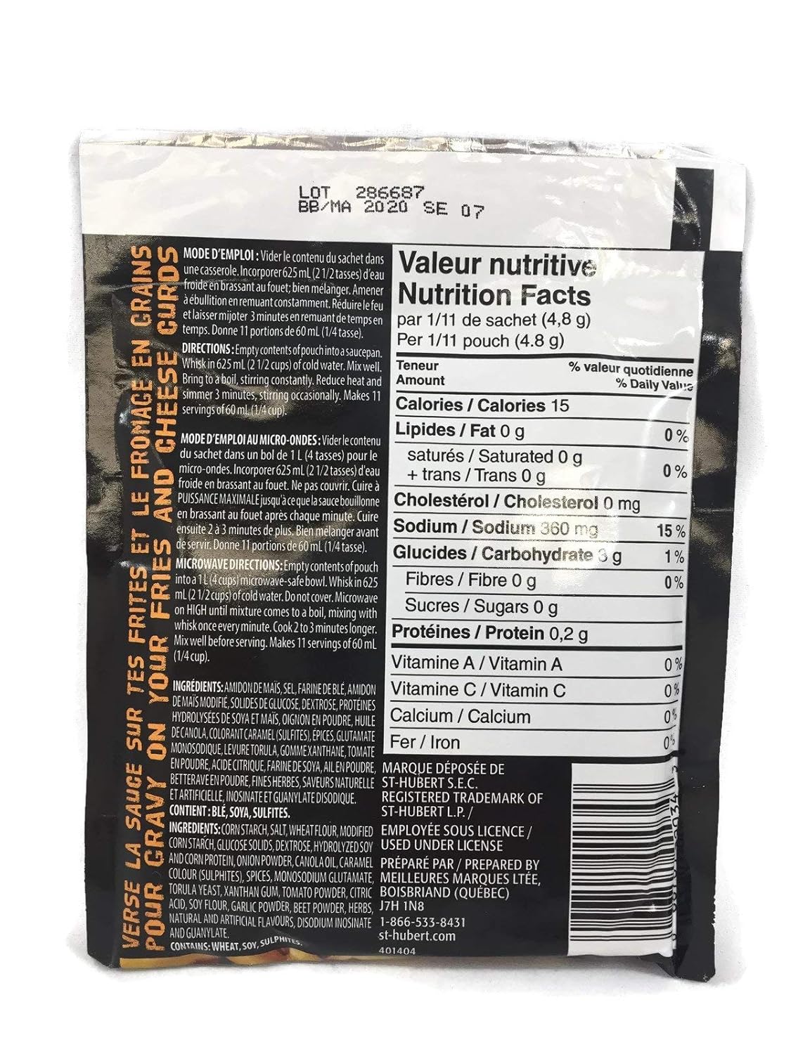 St Hubert Mezcla de salsa de poutine 52g/1.8 oz, (3 unidades) {Importado de Canadá}