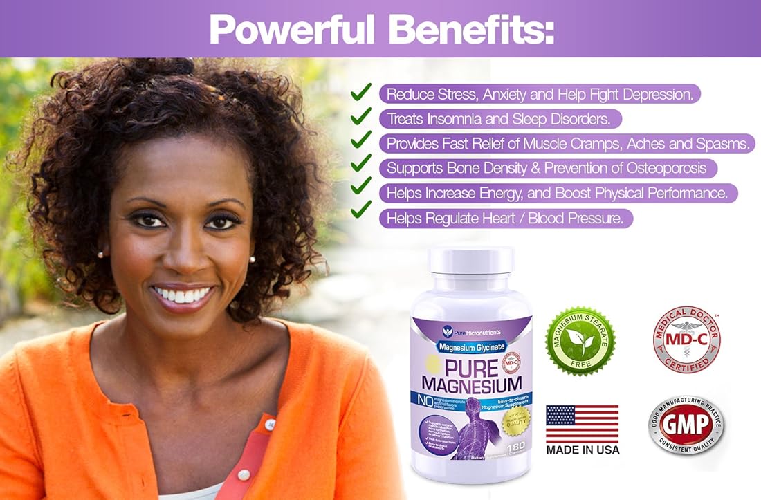 Suplemento de glicinato de magnesio puro de micronutrientes