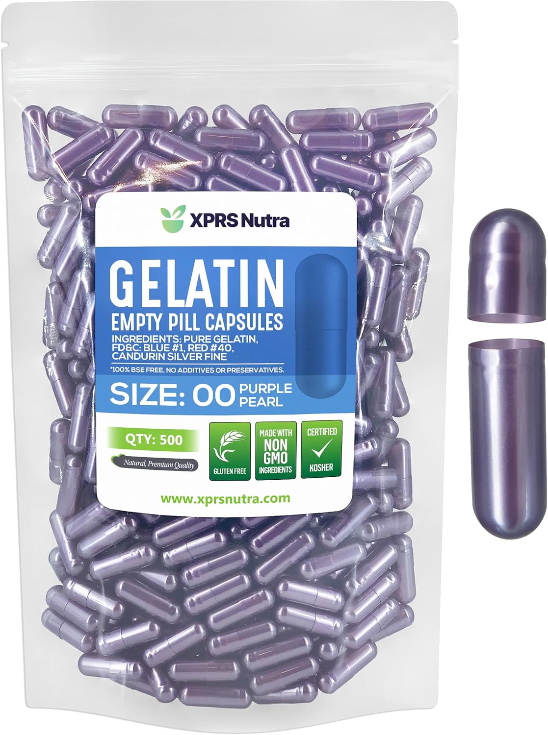 Cápsulas Vacías Gelatinosas XPRS Nutra 00 - 500 Unidades