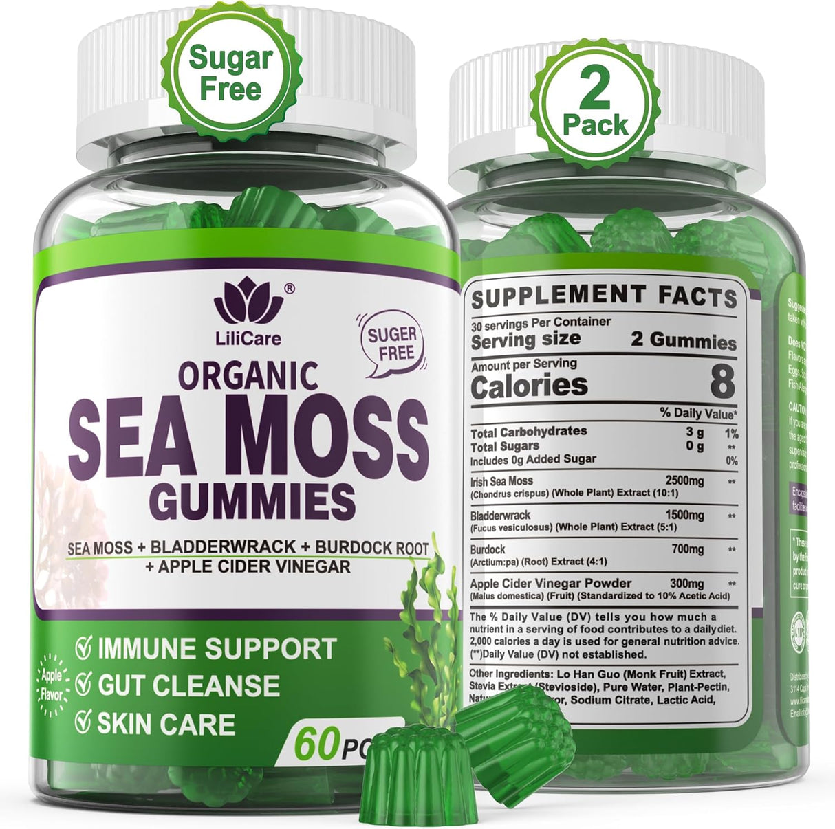 Gomitas de Sea Moss Irish para adultos y niños, 2 pack
