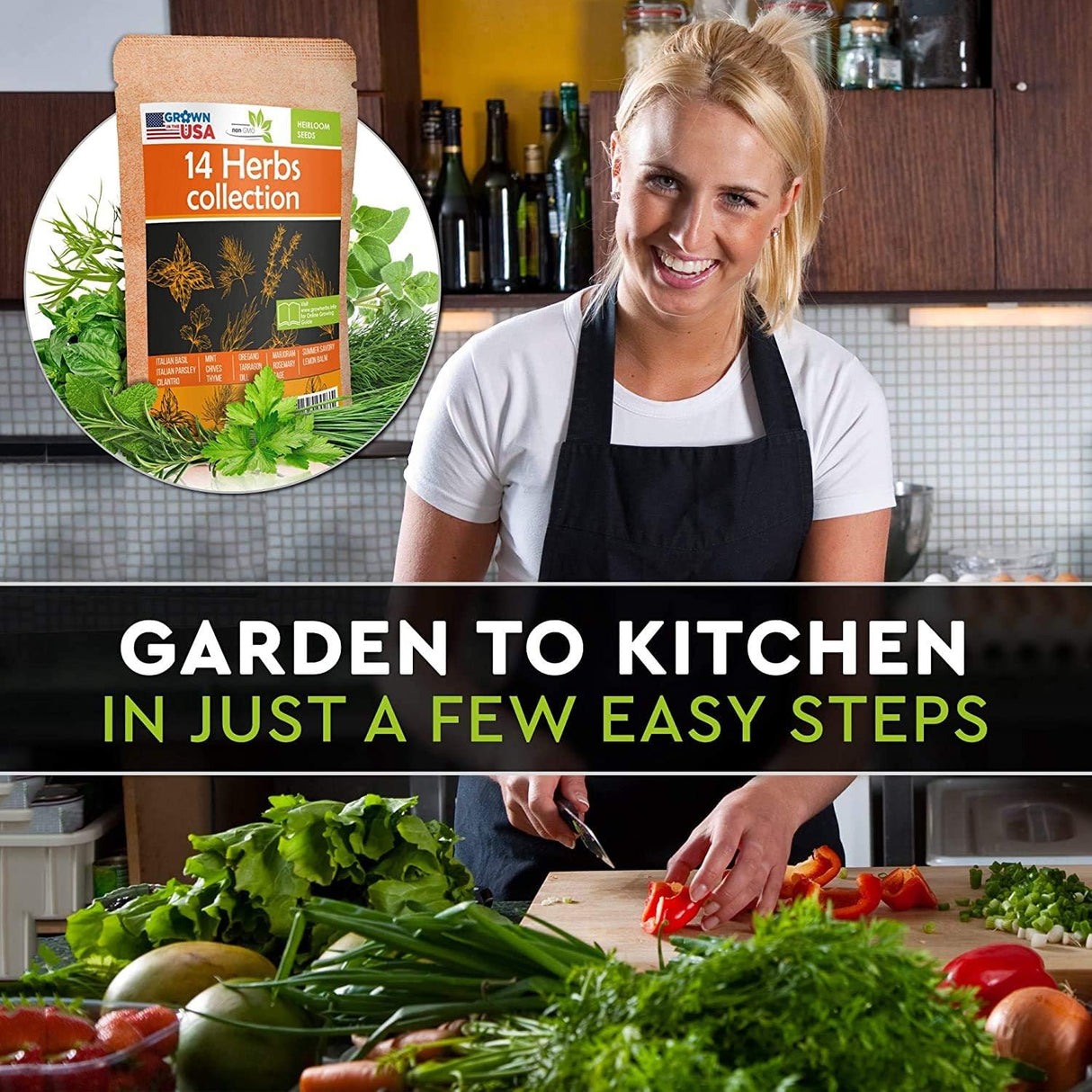 Paquete de Semillas de Hierbas Culinarias - Heirloom y No GMO