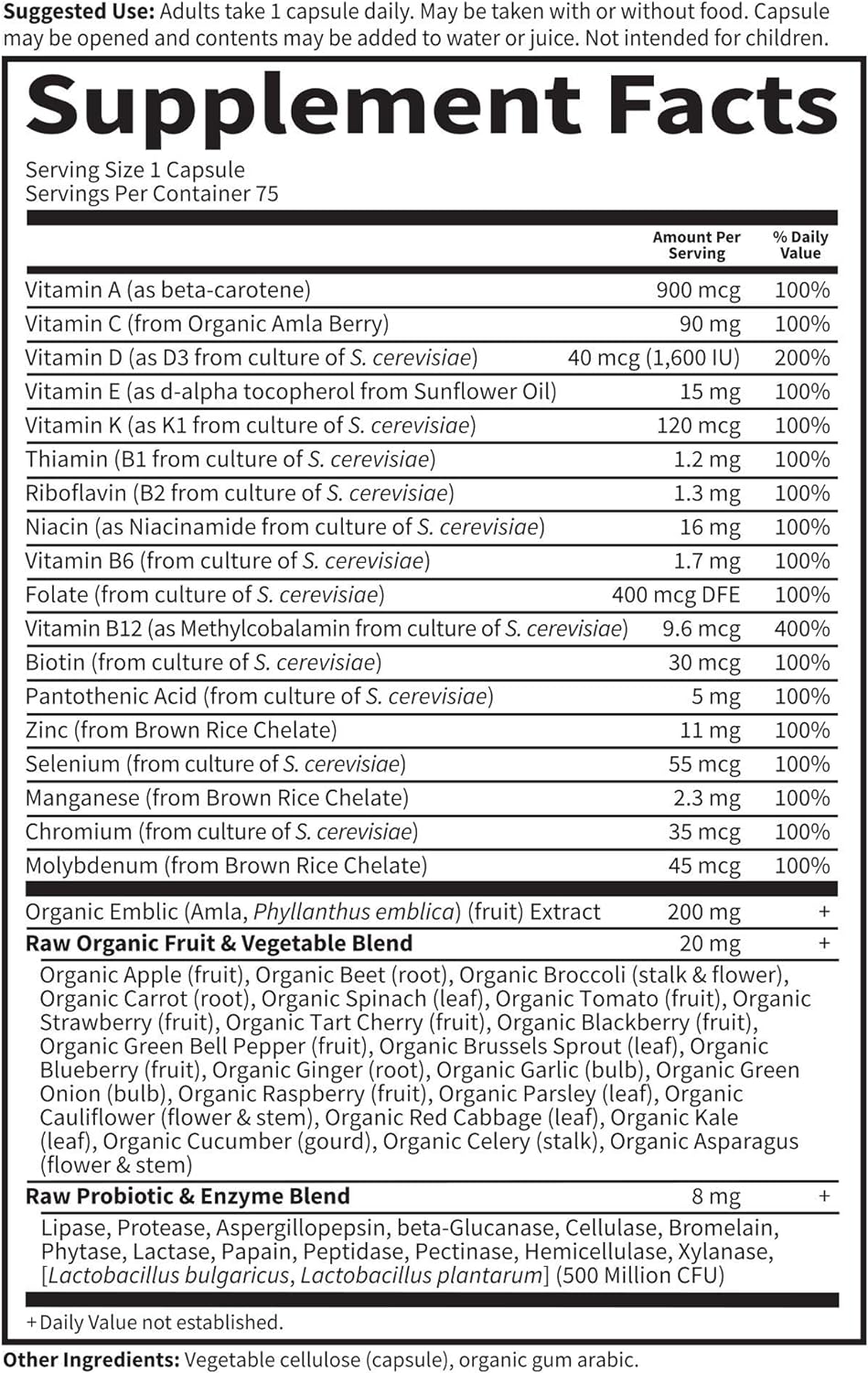 Suplemento Garden of Life Multivitamínico para hombres One