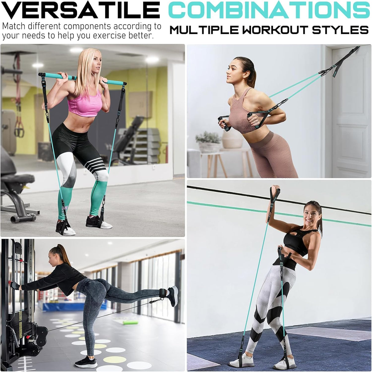 Kit de barra de pilates, multifuncional con bandas de resistencia