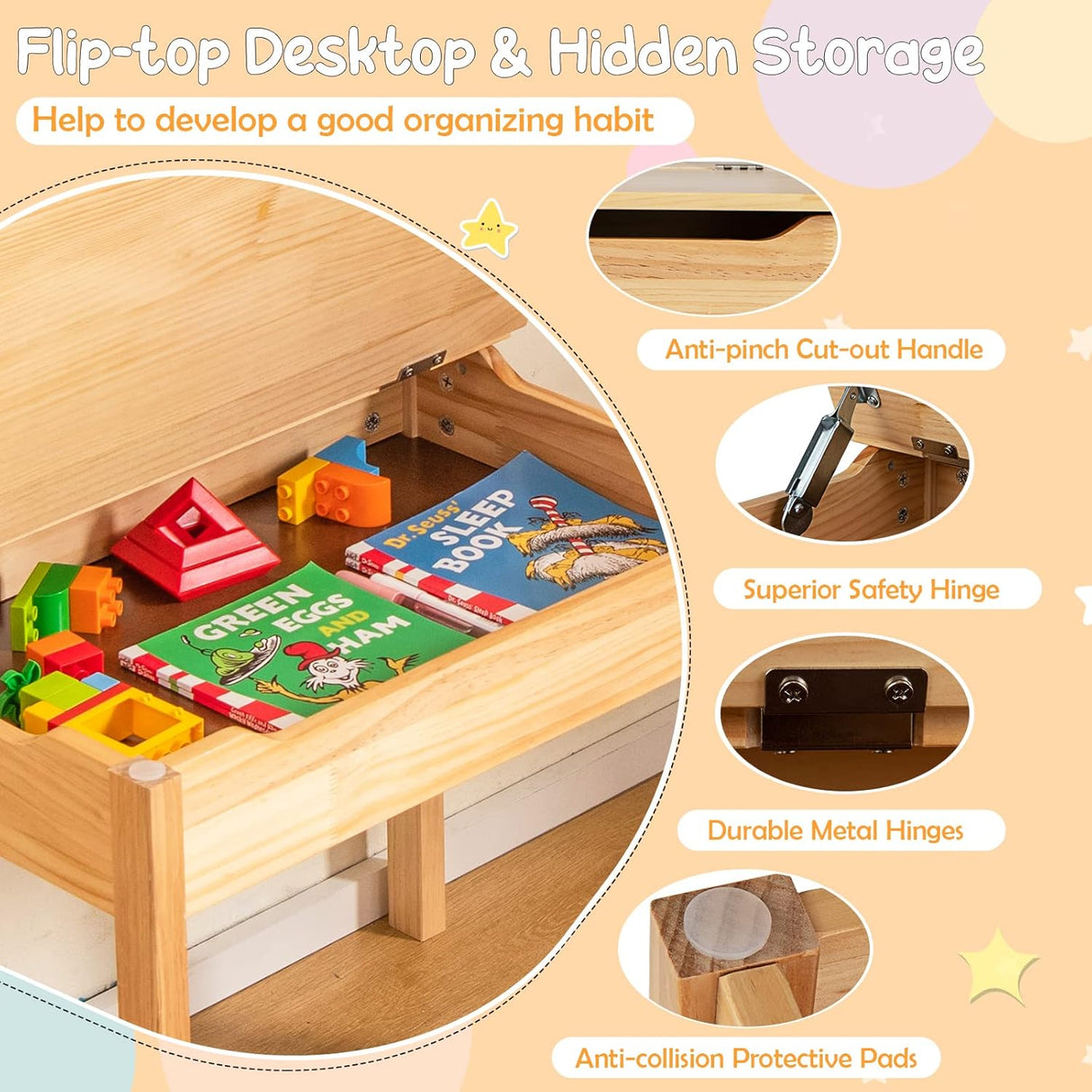 Mesa de manualidades para niños con silla para sala de juegos