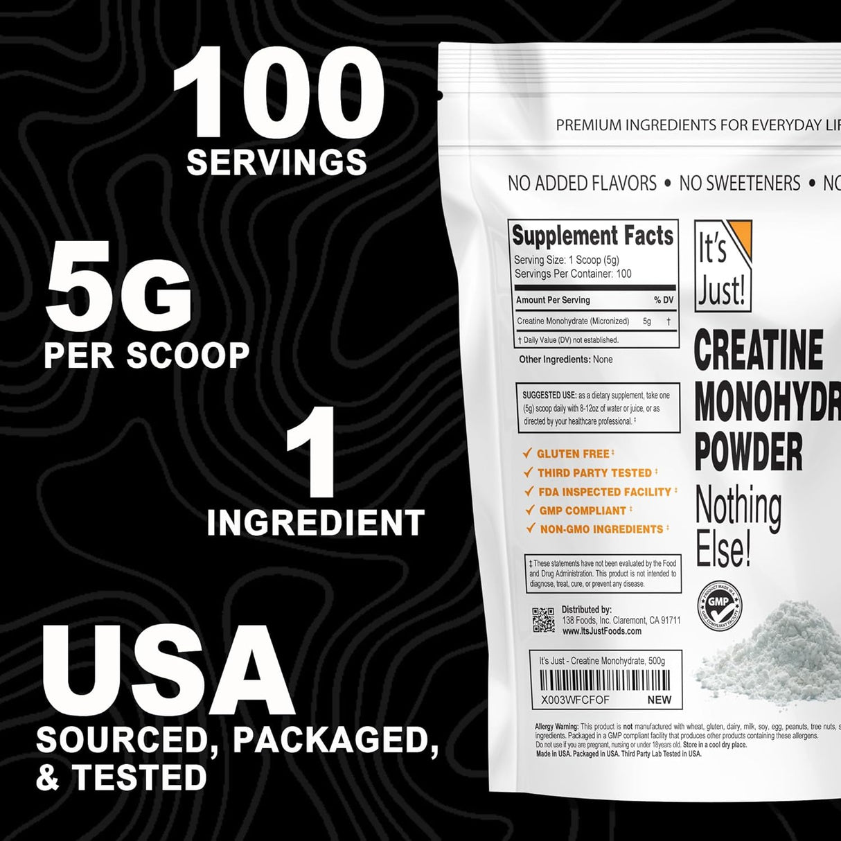 Es Solo! Creatina Monohidrato Pura USA 500g