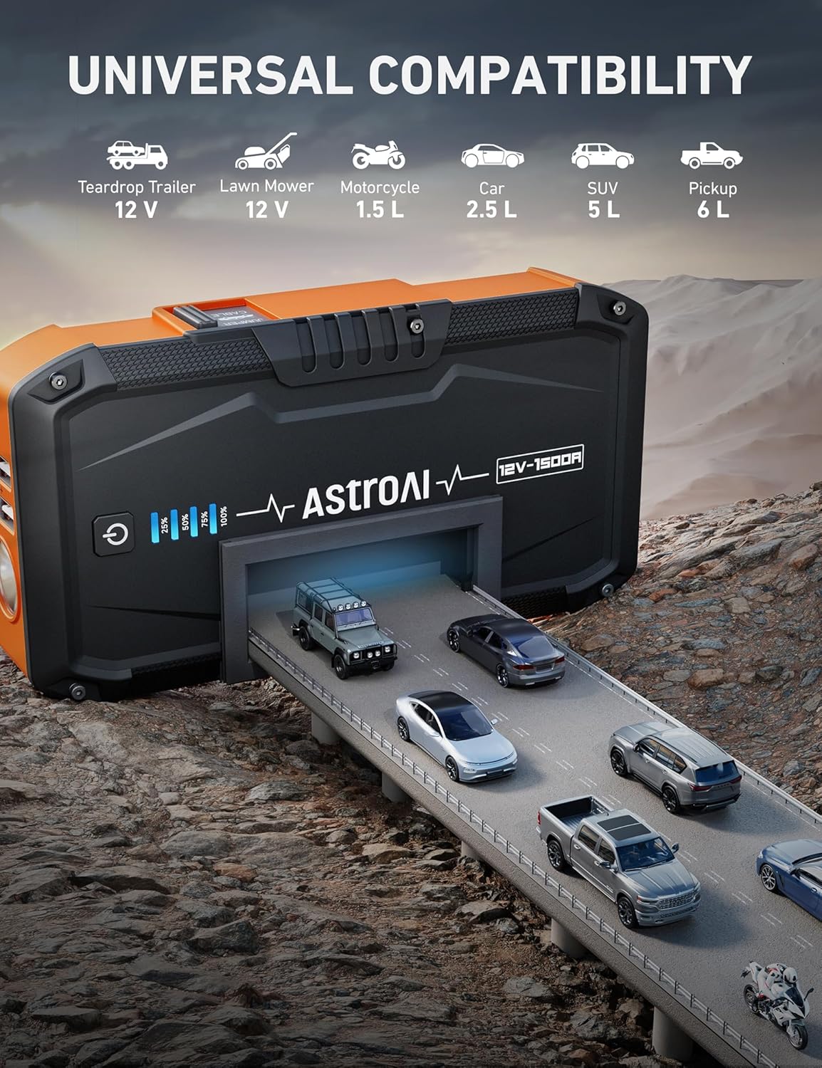 AstroAI Arrancador de coche S8 batería de coche de 1500