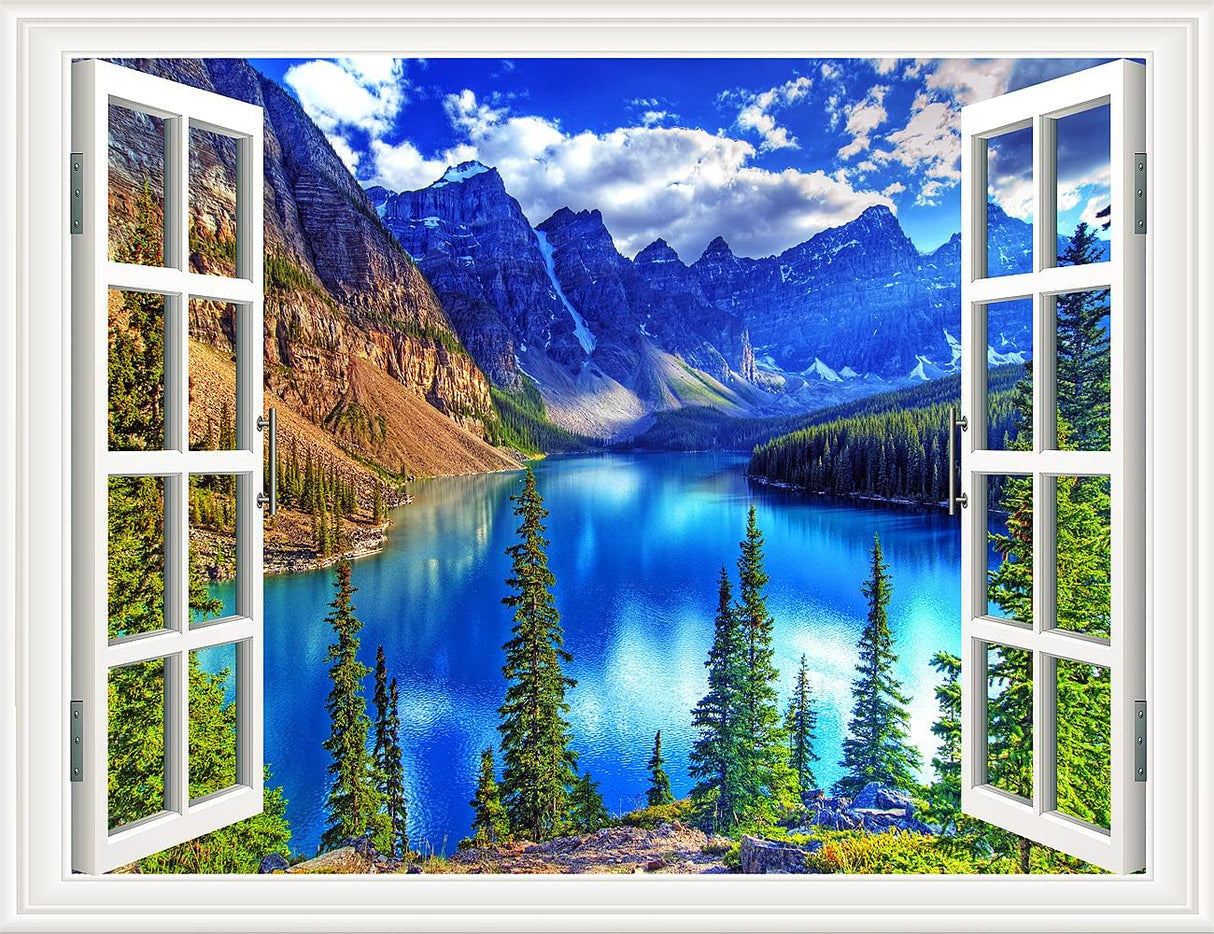 Vinilo Autoadhesivo Ventana Tropical, Cunninghamia lanceolata 36x48