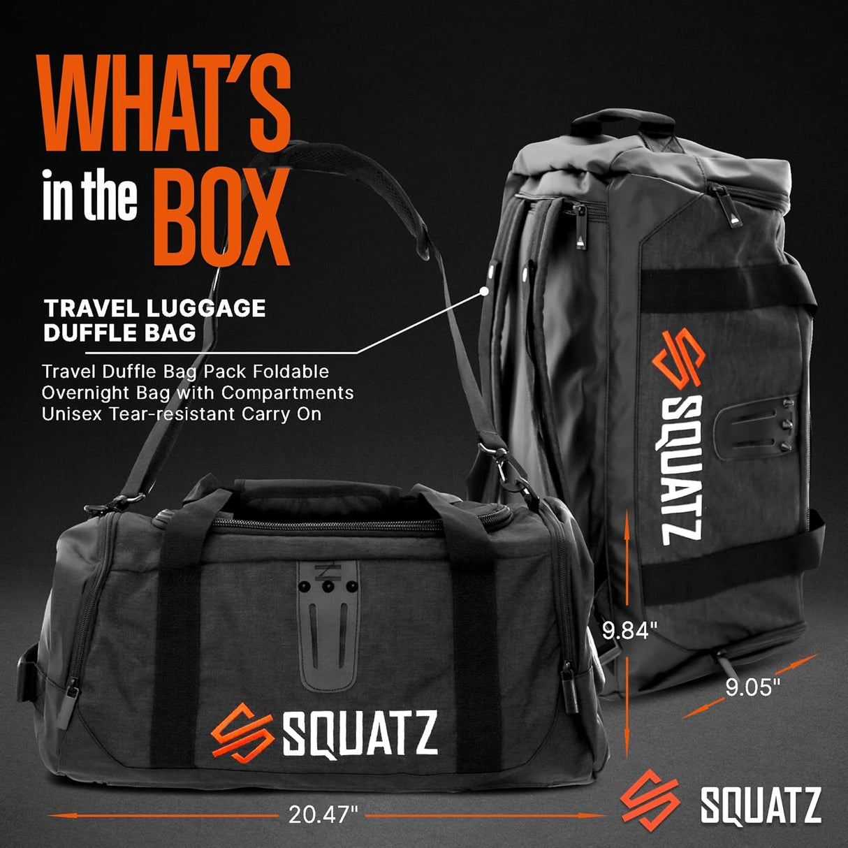 Mochila de lona SQUATZ, bolsa deportiva con correas extraíbles