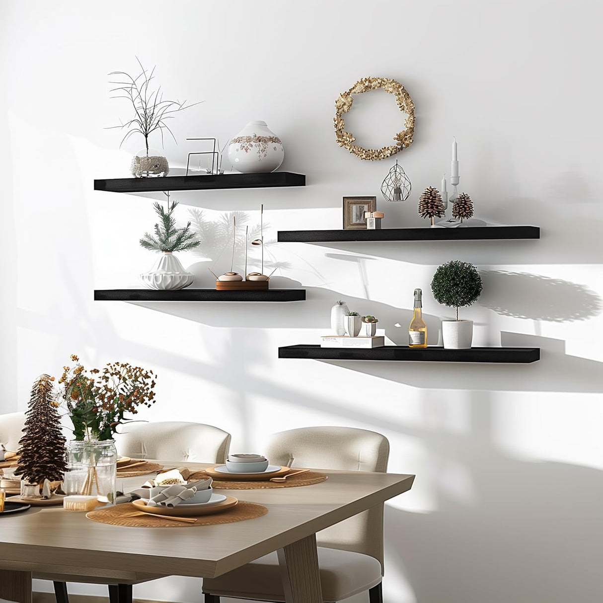 Estanterías flotantes de madera PHPH, 24 pulgadas, set de 6