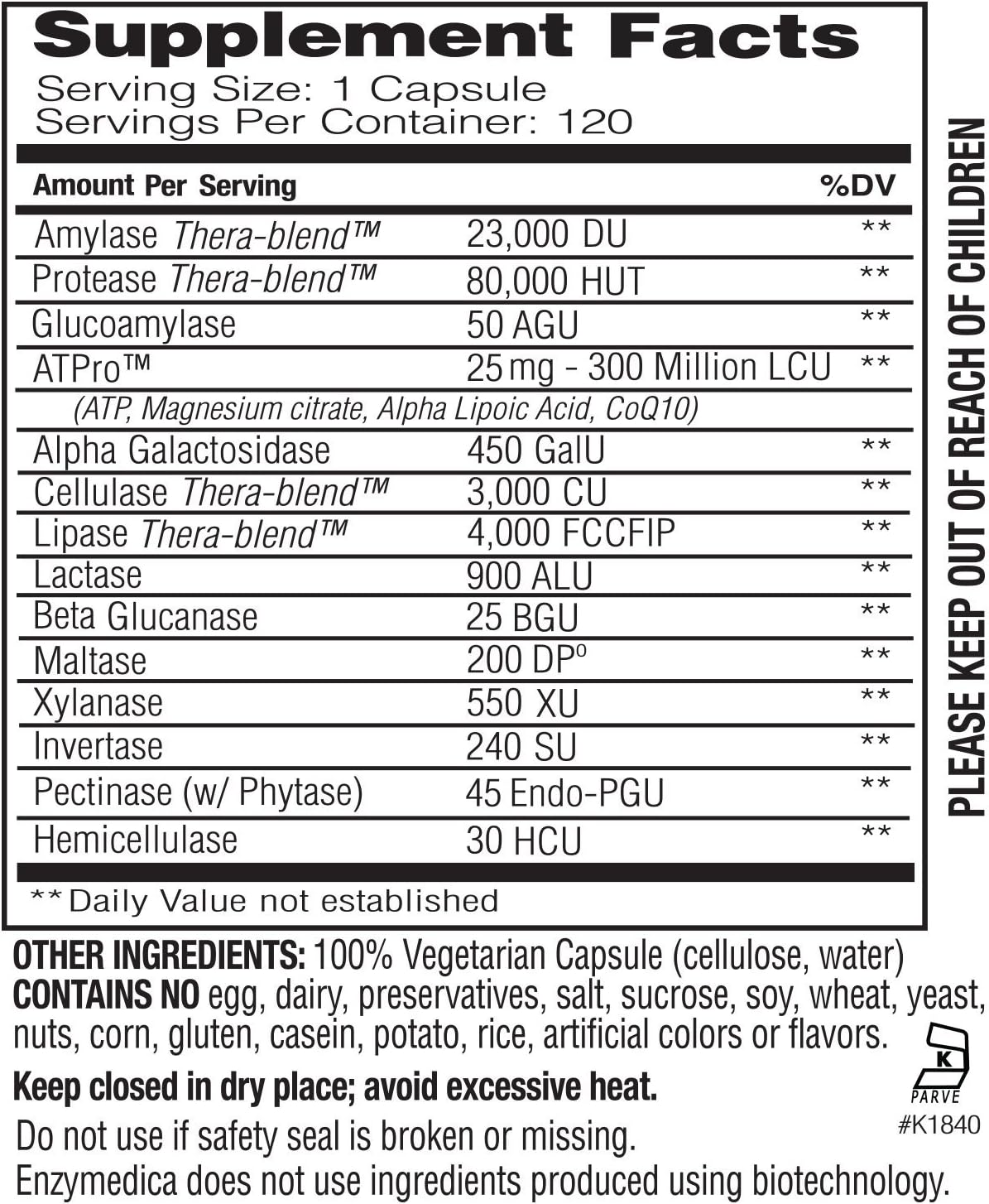 Suplemento ENZYMEDICA Oro digesto 120 unidades