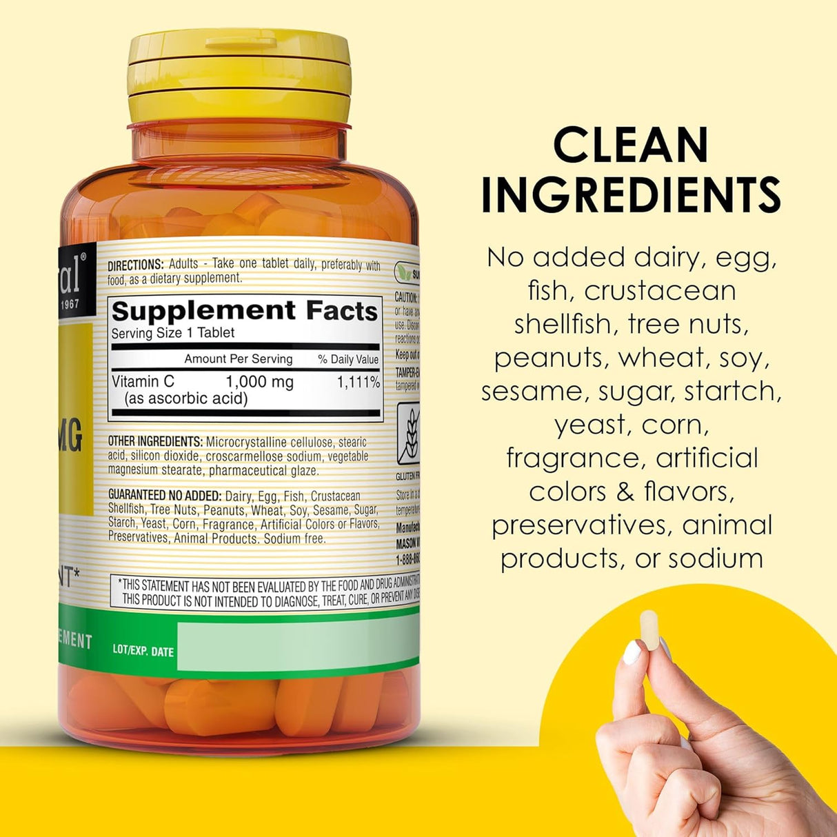 MASON NATURAL Vitamina C 1000mg 3x300 Días Soporte Inmune