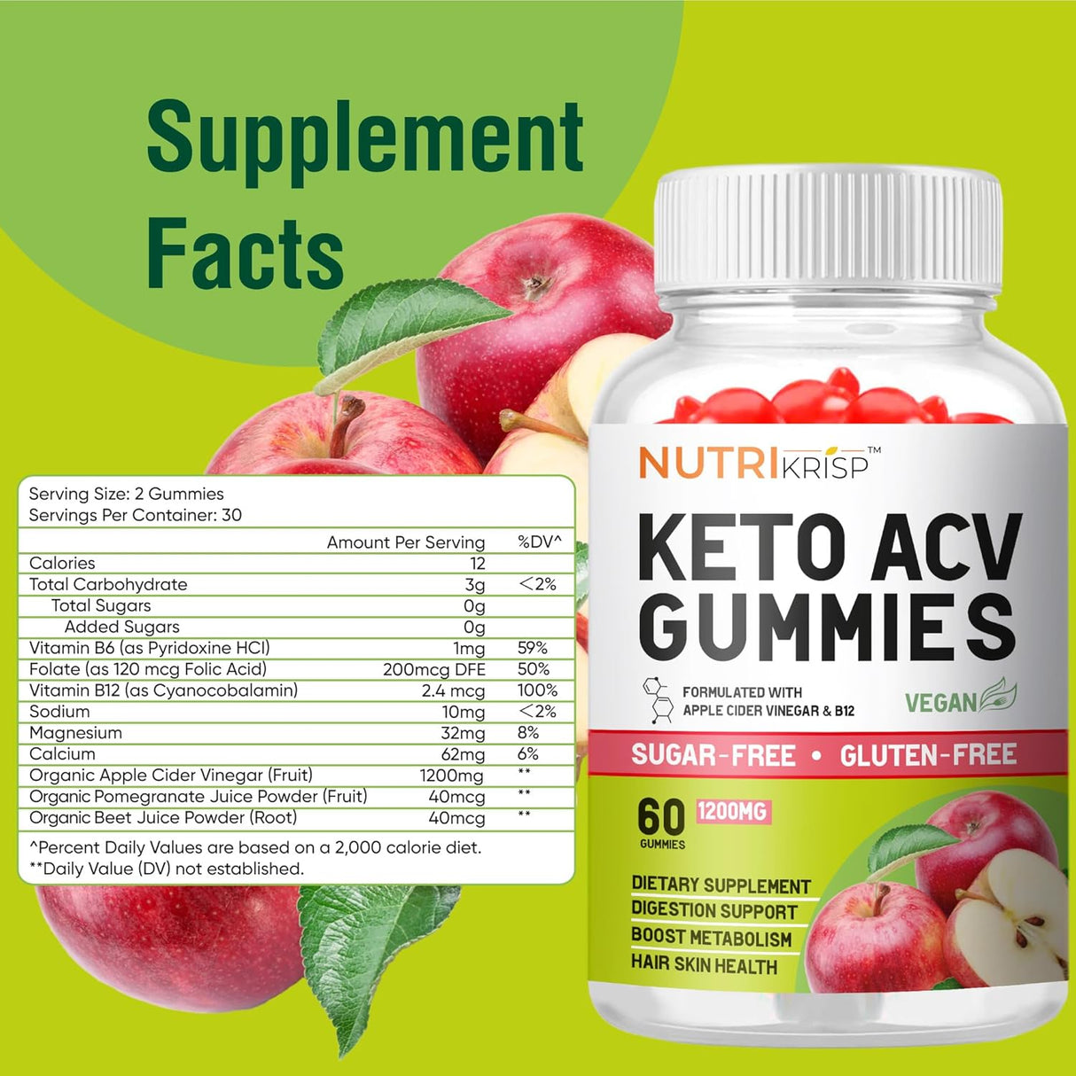 Gummies de ACV Keto - Pérdida de Peso, 1200MG, Sin Azúcar