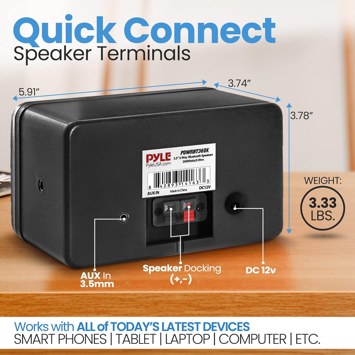 Parlantes o altavoces Bluetooth PYLE-HOME PDWRBT36BK