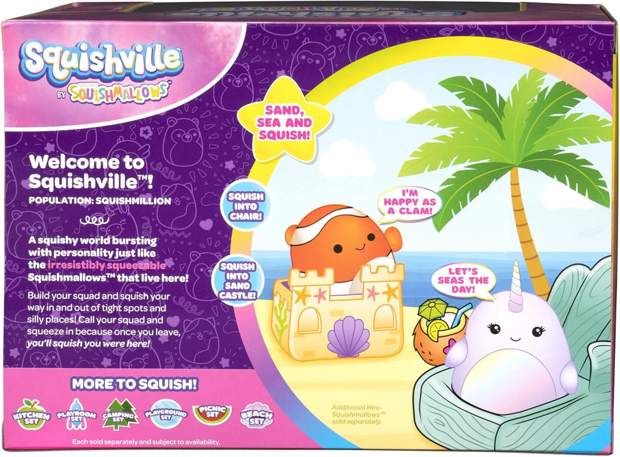 Set de Accesorios de Playa Mini Squishmallows - Castillo de Arena y Silla