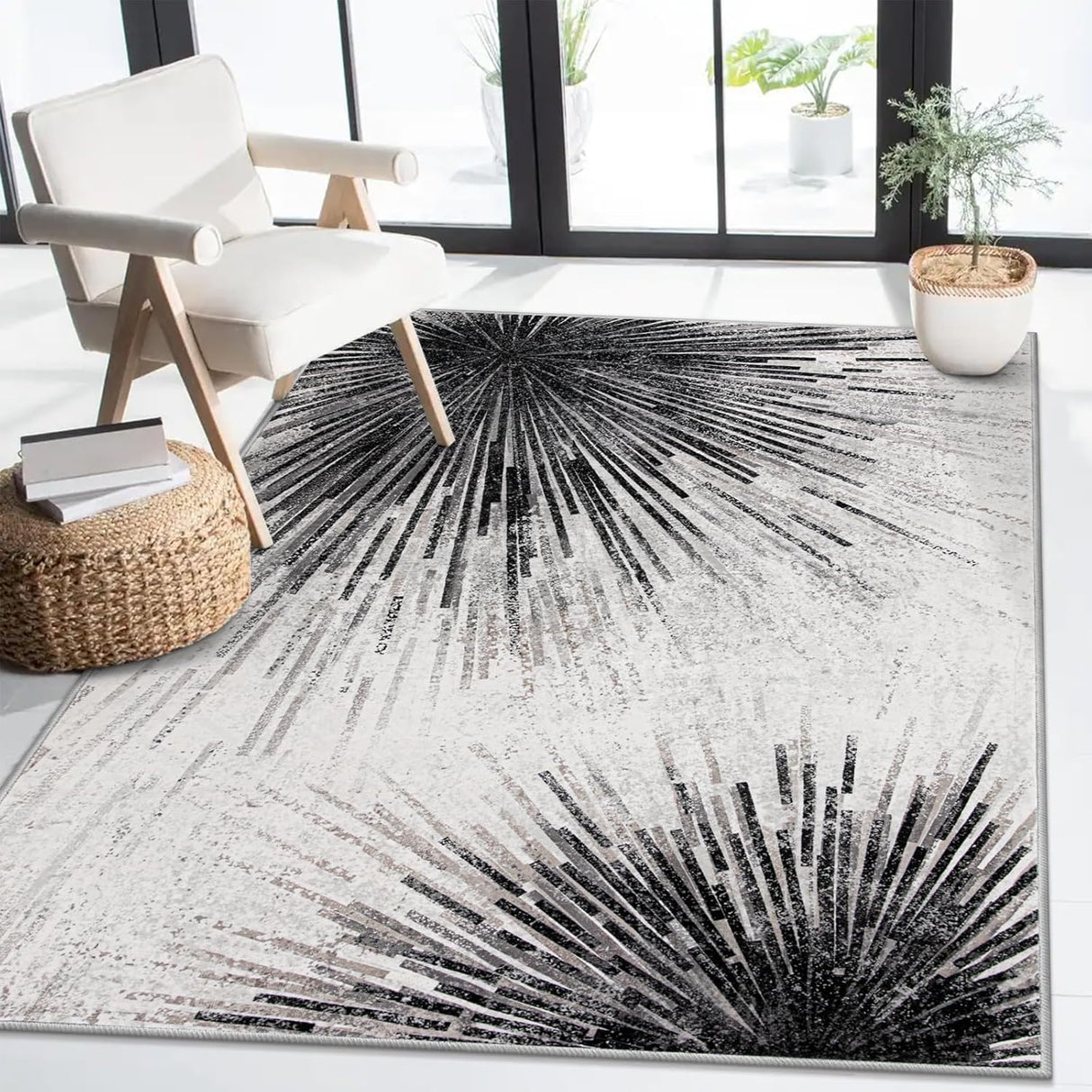 Tapete negro para sala y dormitorio, Negro /Gris Lahome