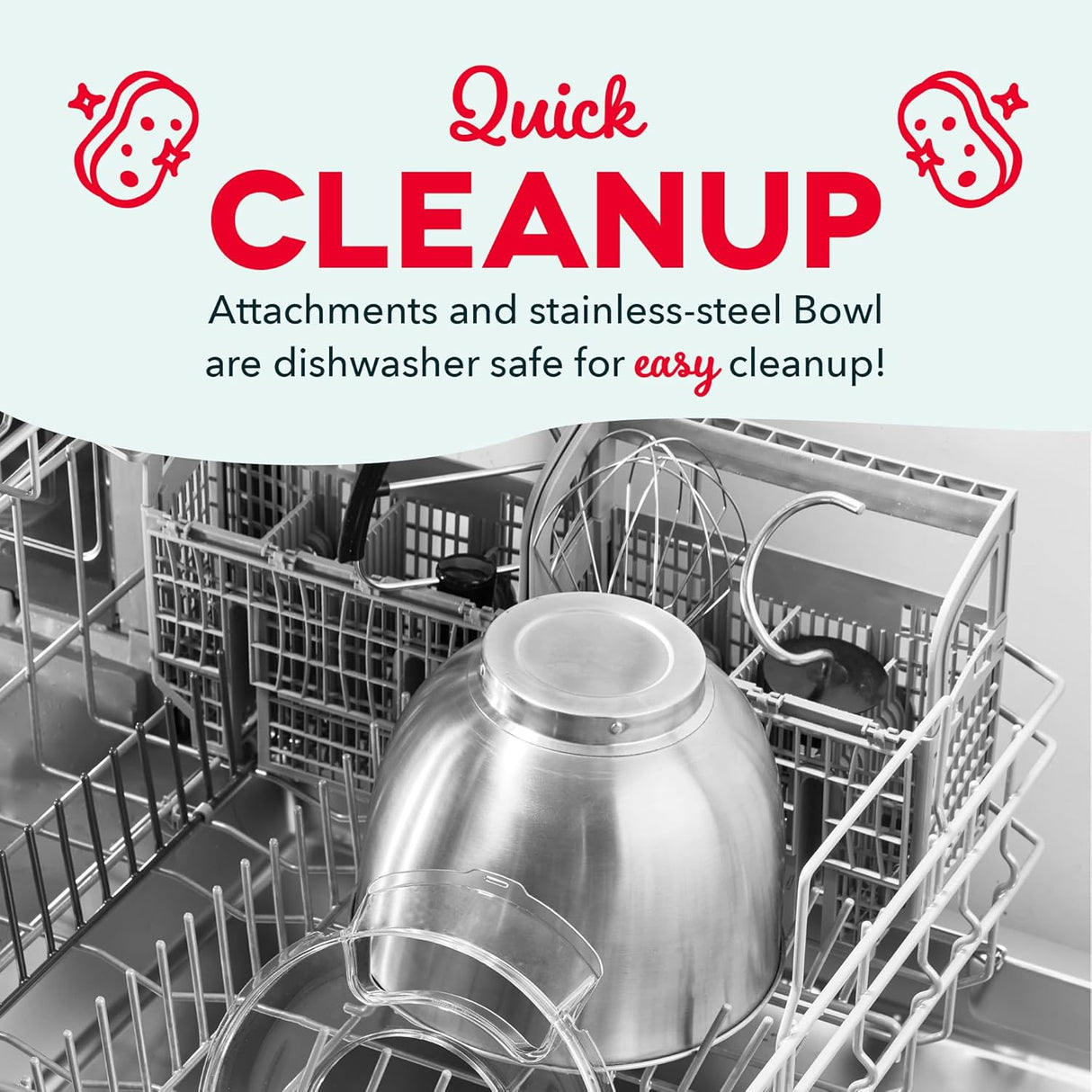 Batidora de pie 3.5qt DASH, 12 velocidades, accesorios incluidos