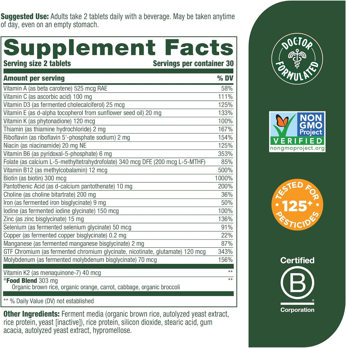 Suplemento MegaFood multivitamínico para mujeres con hierro