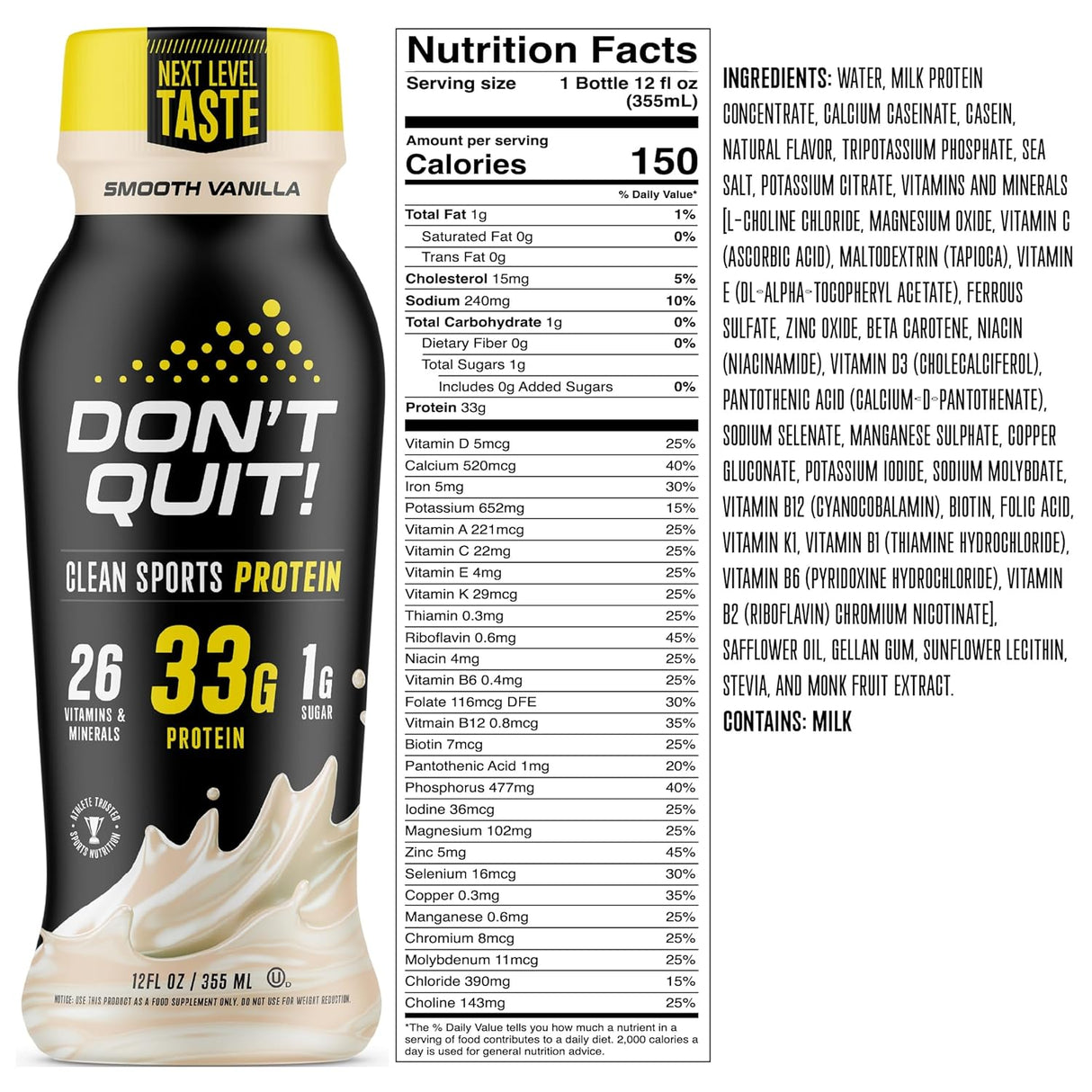 Batido de Proteínas Clean Sports 33g, 26 vitaminas, 1g azúcar, 12u