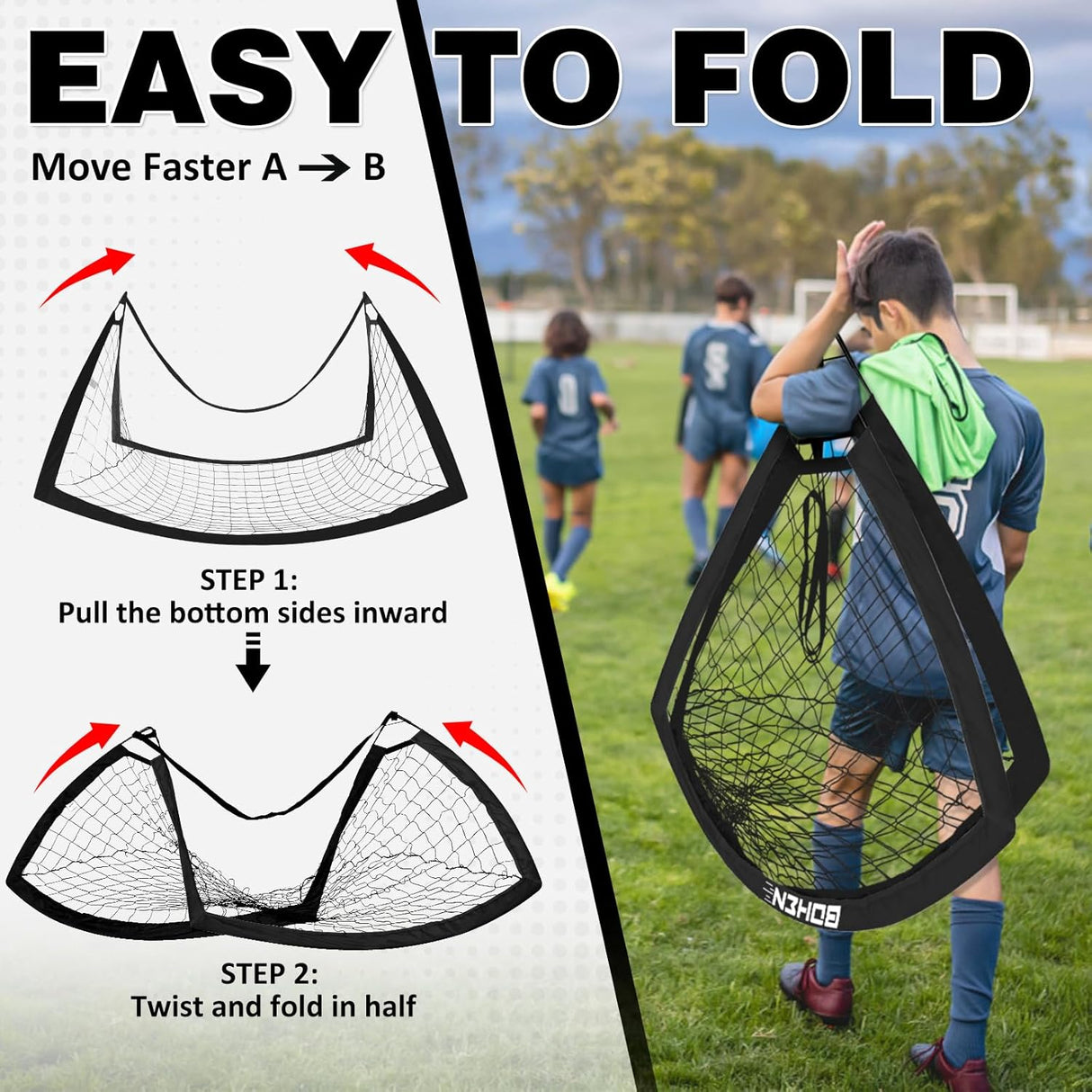 Porteria de futbol portatil y plegable, incluye red