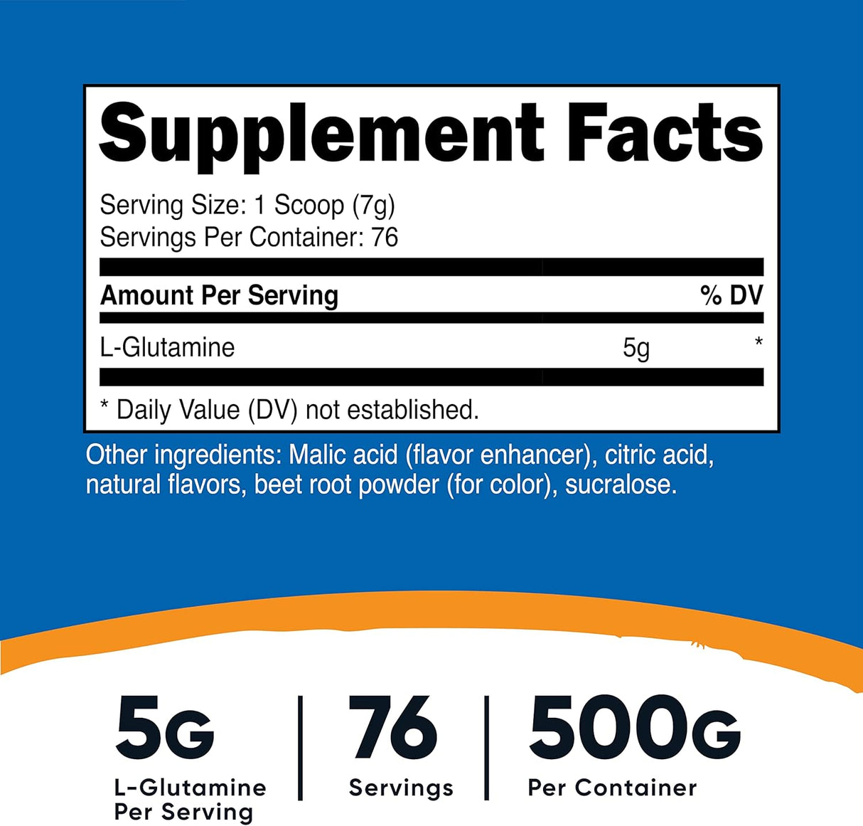 Suplemento L-glutamina en polvo 17.6 oz ponche de frutas