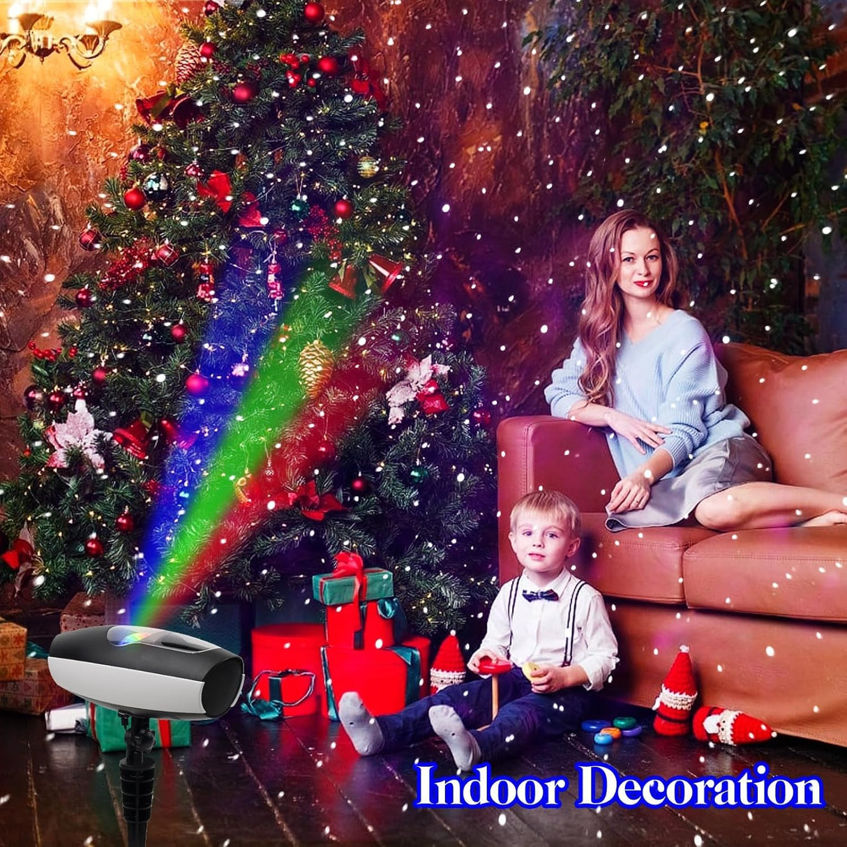 Proyector de luces navideñas, LED, 7 colores, con control RF