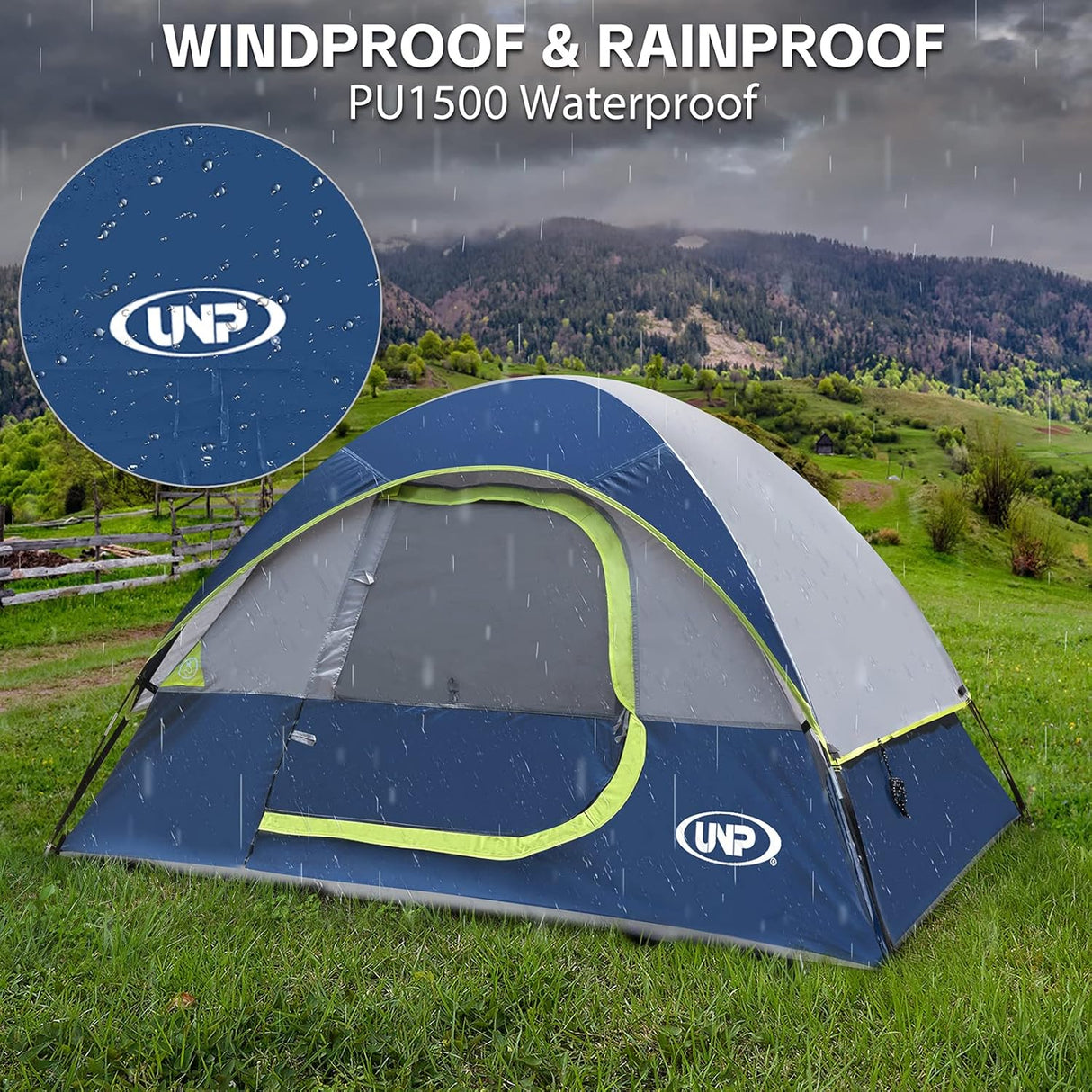 Tienda de Camping 2 Personas, Impermeable y Resistente - Modelo X