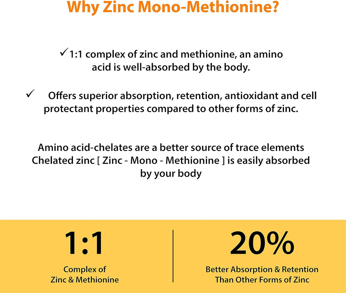 Suplementos Alimenticio de zinc de 50 mg 120 cápsulas