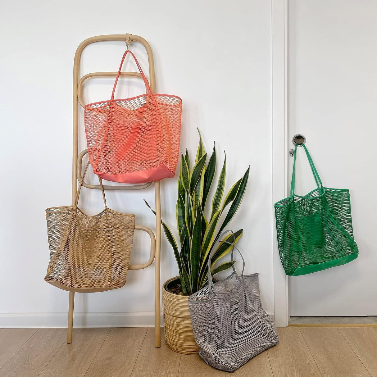 Bolsa de hombro para mujer de malla, para la playa