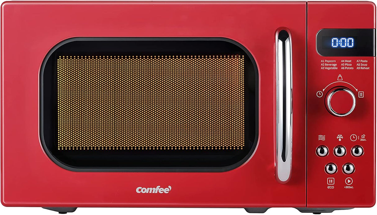 Microondas Retro COMFEE', 0.7 Cu Ft, 700W, 9 Menús, AM720C2RA-R