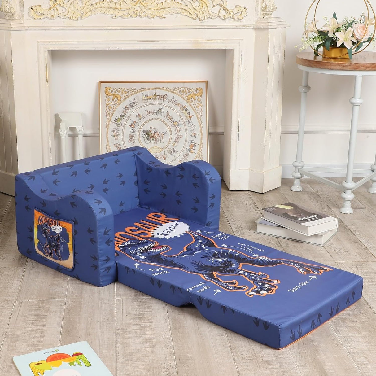 Silla infantil 2 en 1 plegable, sofá convertible a cama para niñas y niños