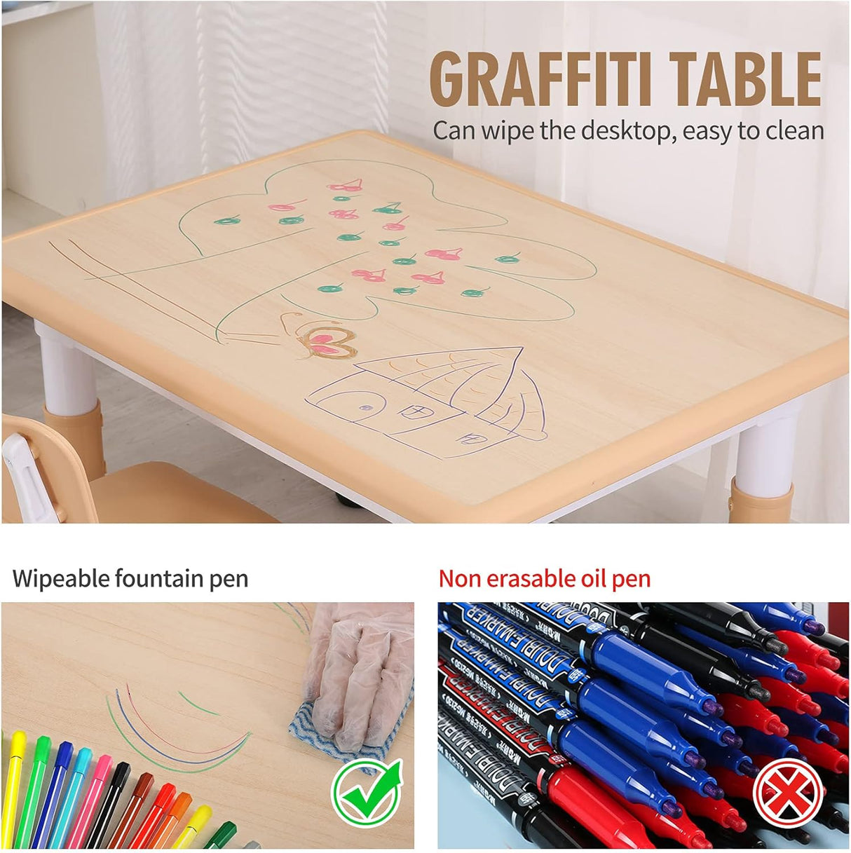 Juego de mesa y sillas de plástico para niños