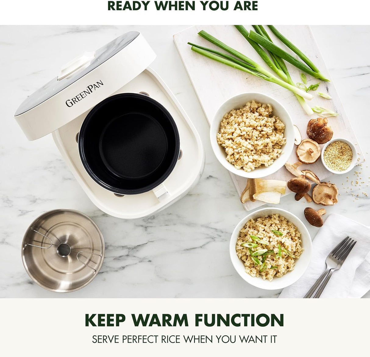 Arrocera Eléctrica GreenPan, 4 Tazas, 10 Presets, Saludable