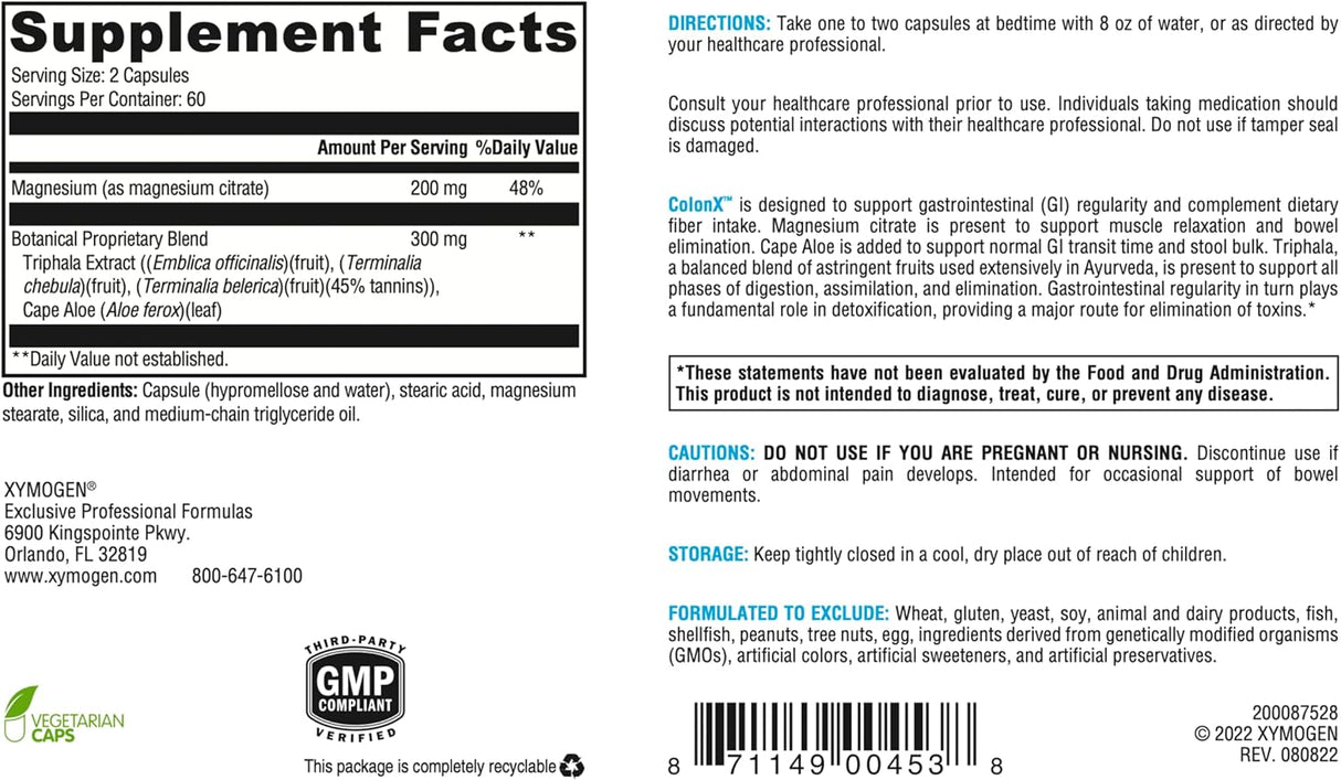 Suplemento ColonX Apoya la motilidad gastrointestinal 120cáp