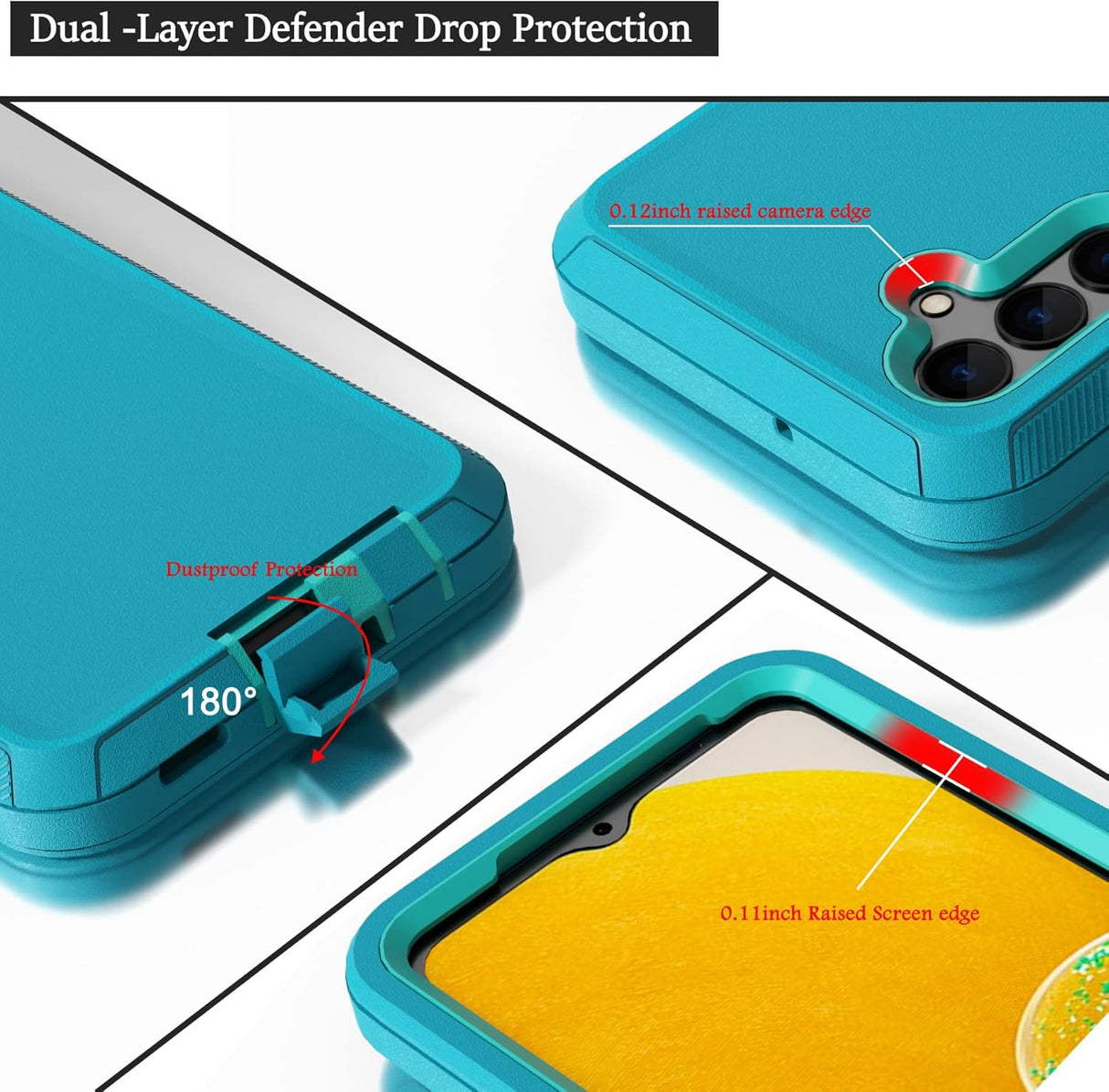 Funda compatible con Samsung Galaxy A13 5G (no compatible con A13 4G), con clip de cinturón, resistente a prueba de golpes, protección de cuerpo completo, funda para Samsung Galaxy A13 5G (verde azulado + azul claro)