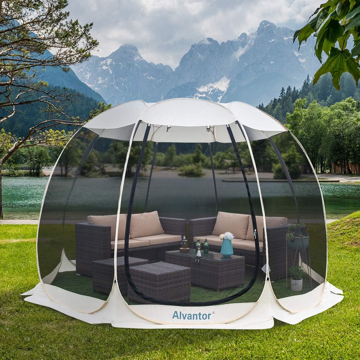 Casa de Pantalla Alvantor, Carpa Plegable con Mosquitero, 6-15 Pers.