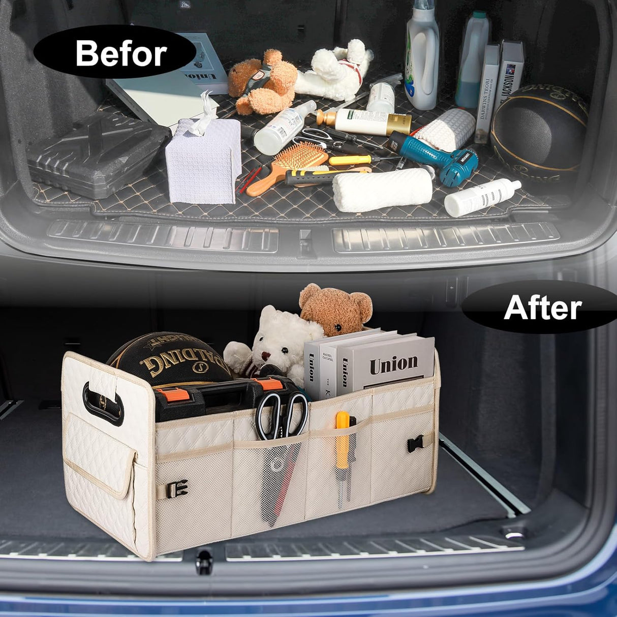 Organizador de Maletero JiatuA, Collapsible, Multi Compartimentos