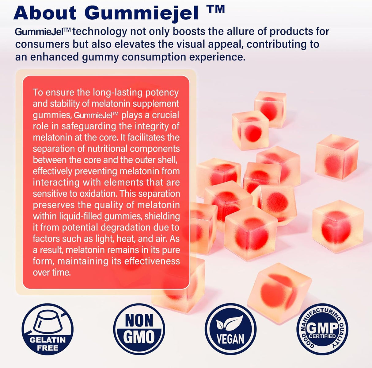 Gomitas de melatonina sin azúcar, 10 mg 20 mg con glicinato