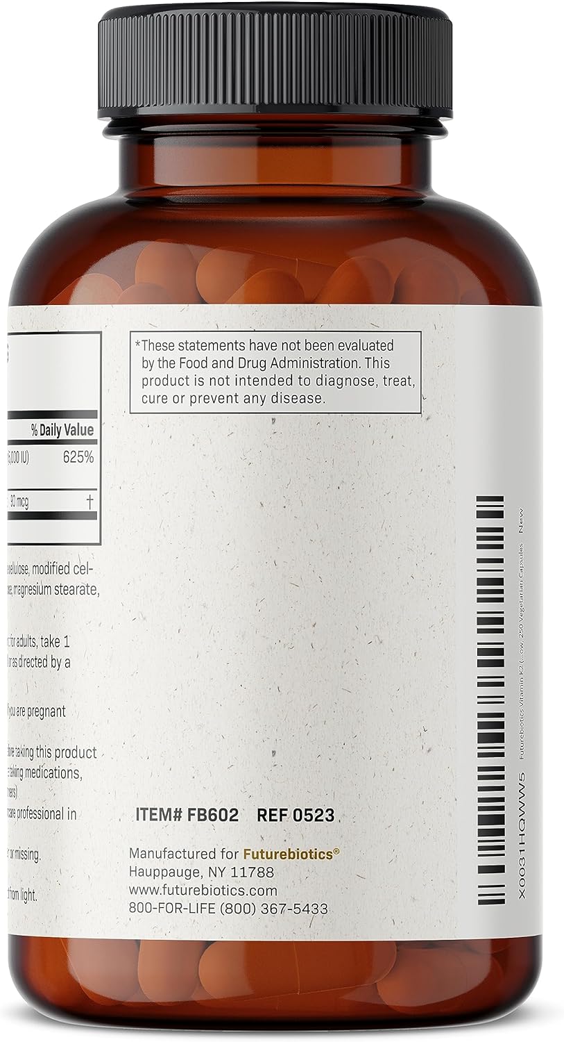 Vitamina K2 (MK7) con D3 - Fórmula sin OMG, 250 cápsulas vegetarianas