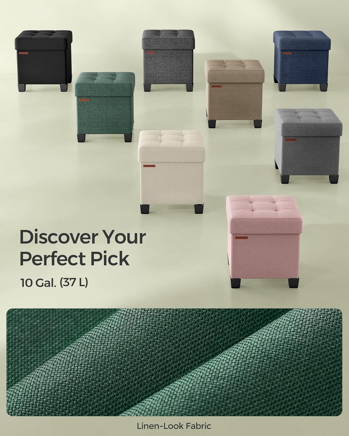 Otómano de almacenamiento con patas, 15 x 15 x 15.7 in, ULSF014C01