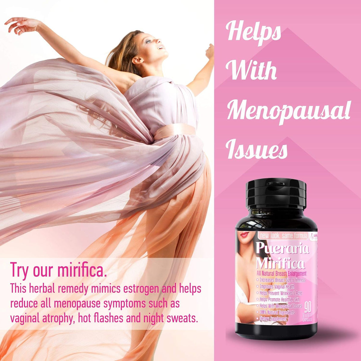 Cápsulas Pueraria Mirifica 2000mg - Mejora Pecho y Estrogeno
