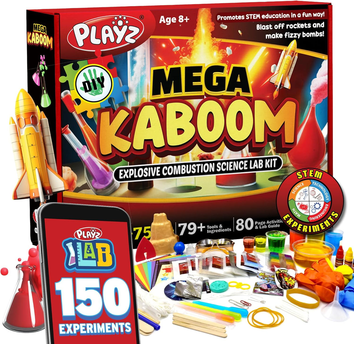 Kit de Experimentos Científicos Playz Mega Kaboom! 150+ Experimentos