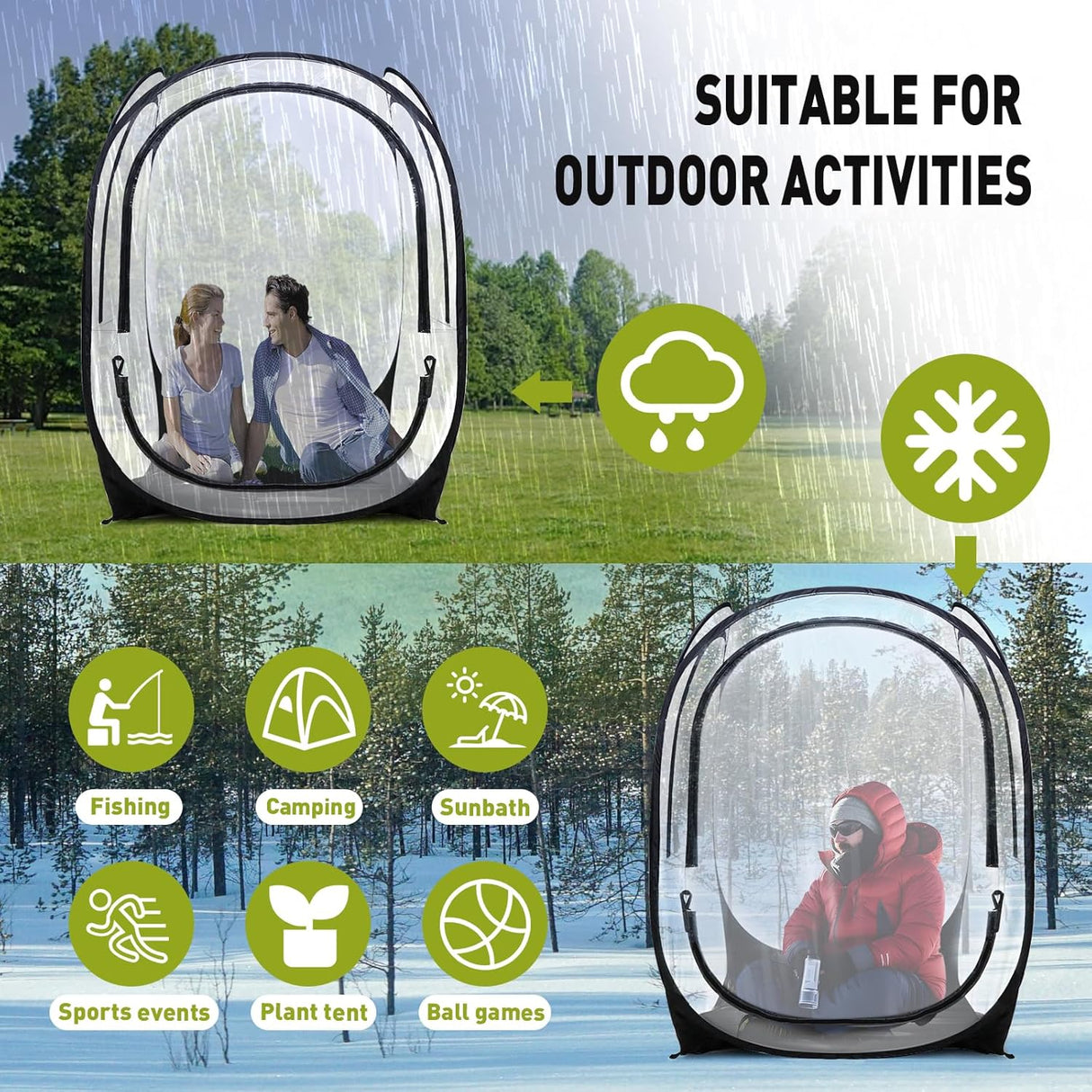 Tienda Plegable Transparente, Ligera y Resistente para Camping