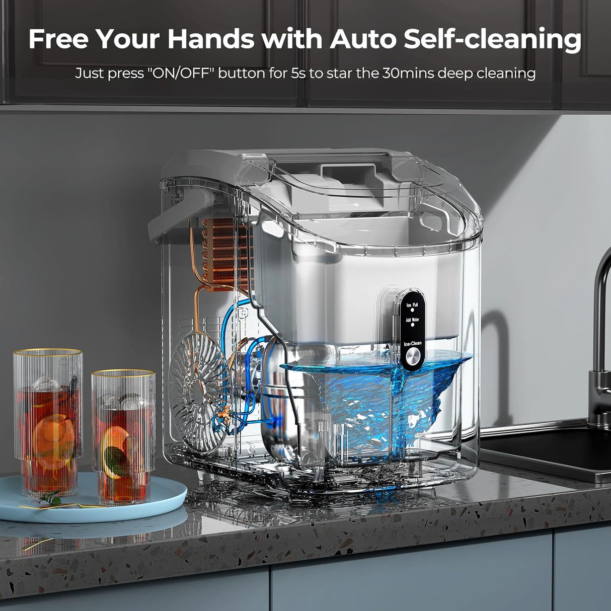 Máquina de Hielo Nugget, 35.5Lbs/24Hrs, Auto-Limpieza, Modelo X