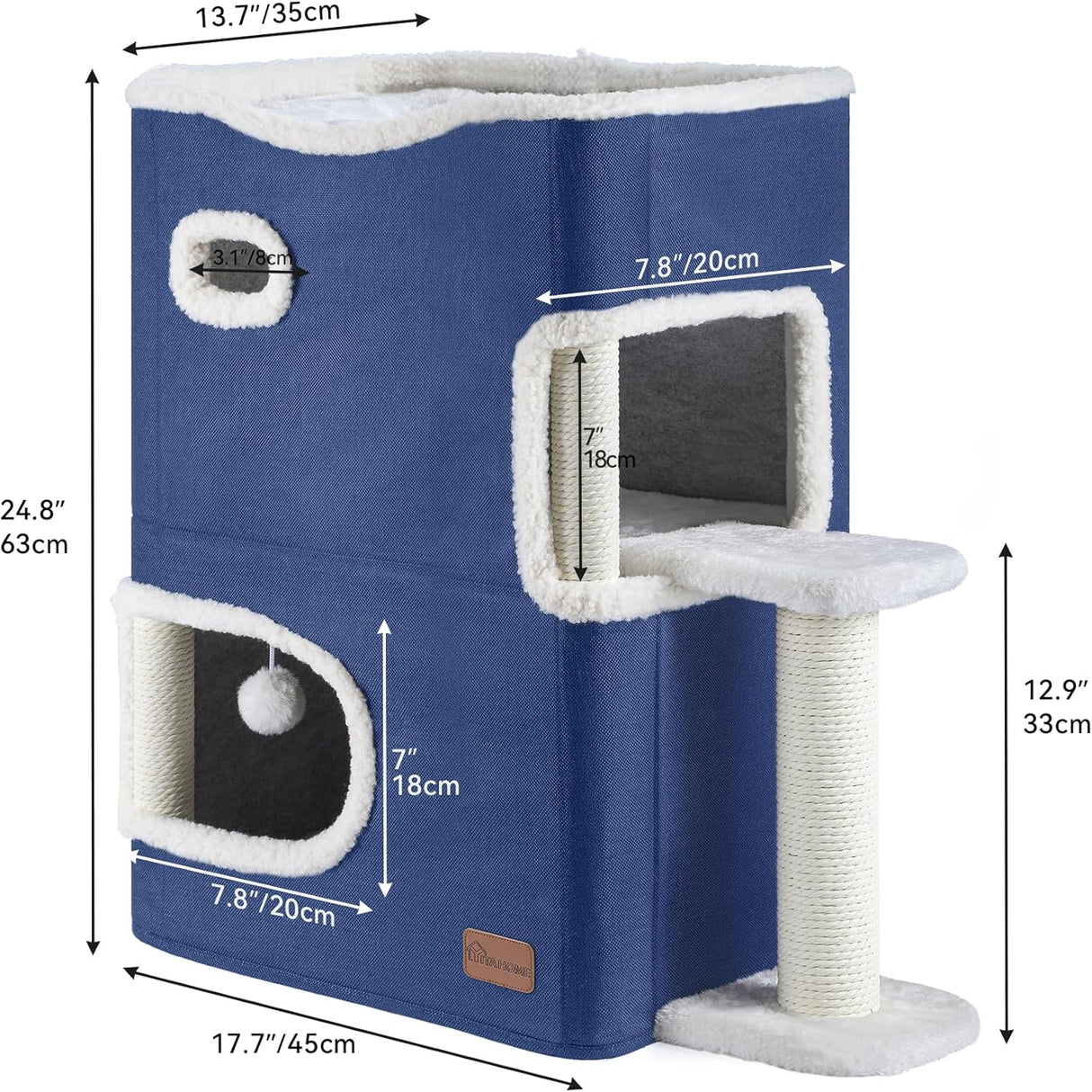 Casa para Gatos de 2 Niveles YITAHOME con Túneles y Rascador