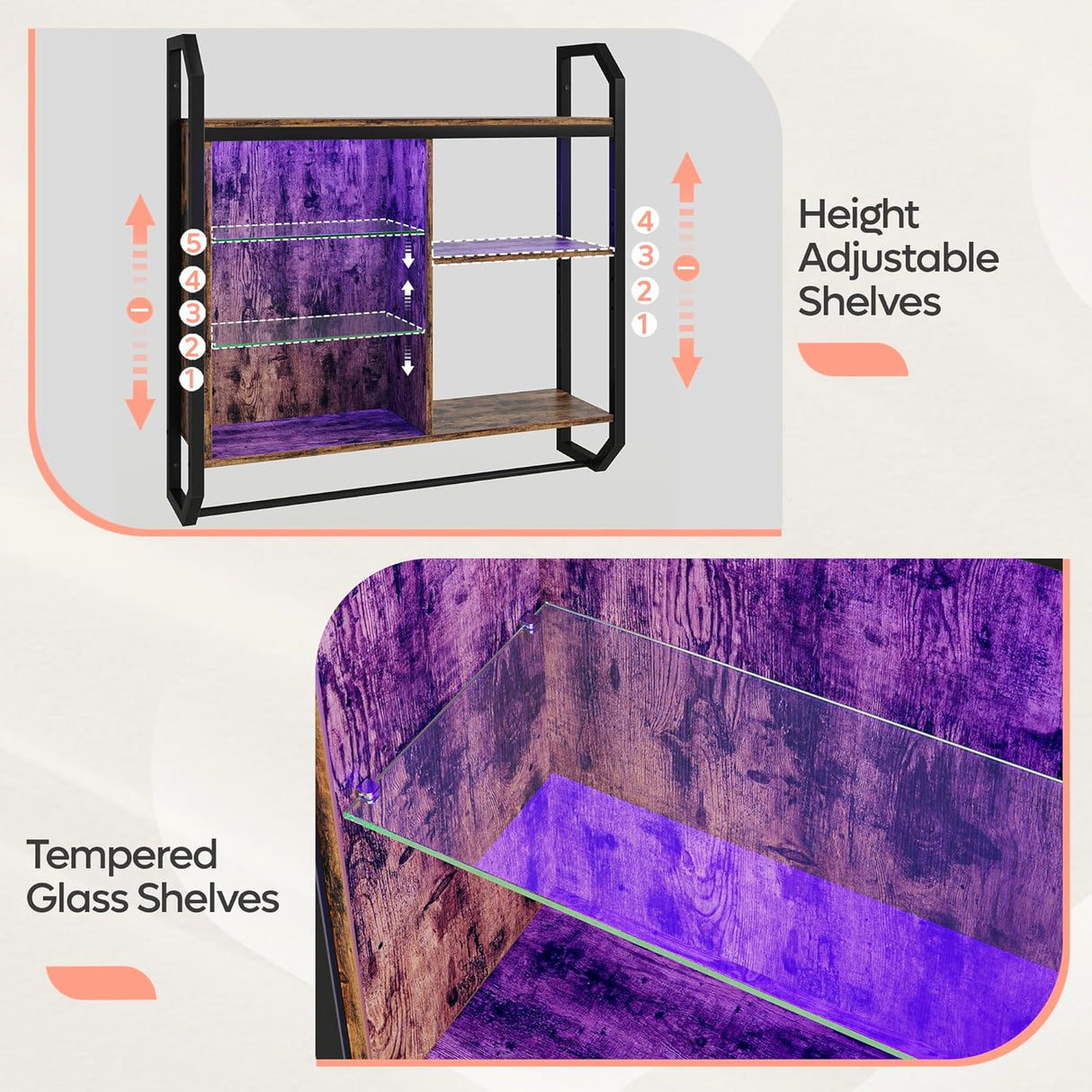 Estanterías Flotantes LED Bestier, Estantes de Tubería Industrial